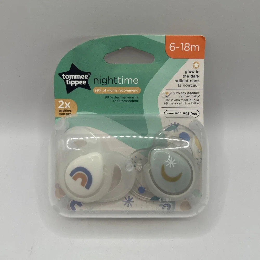 Tommee Tippee Nighttime Glow in the Dark Pacifier BPA Free 2 pack 6 - 18m